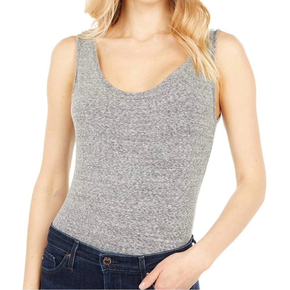 Madewell Sleeveless Heather Gray Scoop Neck Tank Top Thong Bodysuit. Small.